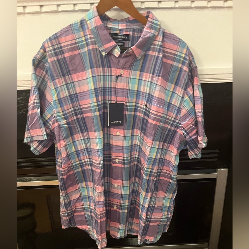 Men, shirt, Crown & Ivy, Classic Fit, size XXL, pink blue plaid,
